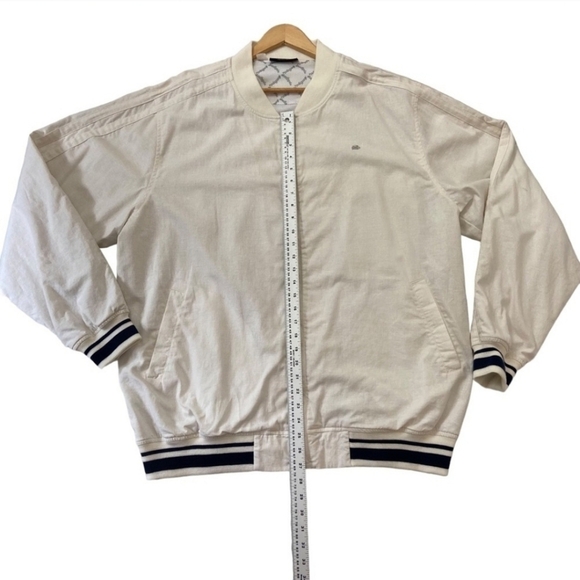 Southpole linen blend ecru white zip up jacket pockets lined black varsity 3XL - Picture 10 of 13